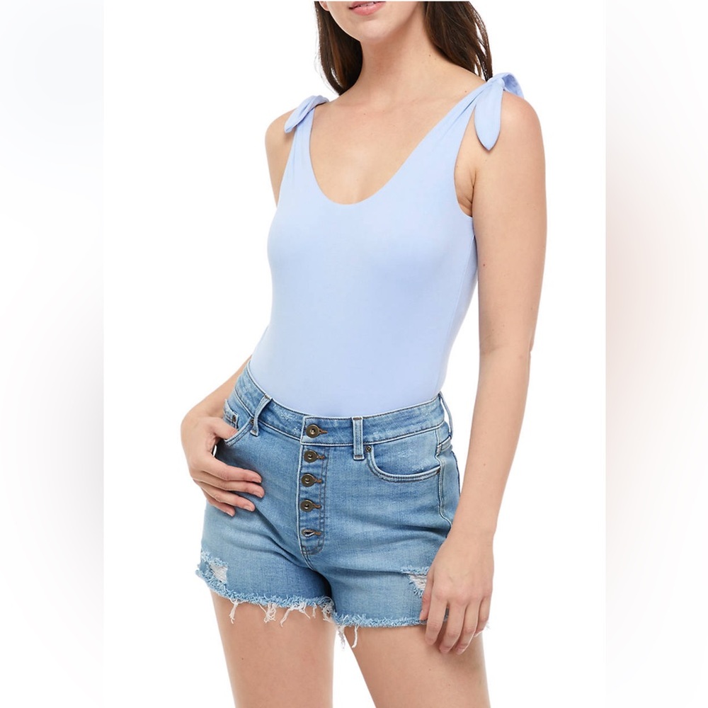 Juniors’ Tie Strap Tank Bodysuit